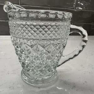 VTG Anchor Hocking Wexford Diamond Pattern Small Glass Pitcher / Large Creamer - Picture 1 of 8
