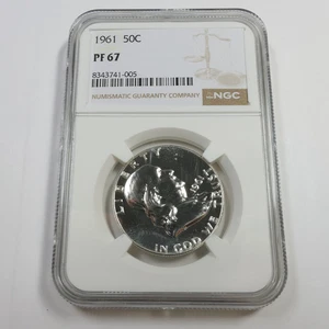 1961 P NGC PF67 Proof - Silver Ben Franklin Half Dollar 50c US Coin 56919A - Picture 1 of 3