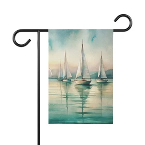 Sailing Garden Flag, Nautical House Banner, Summer Beach Decor, Outdoor Wall - Picture 1 of 5
