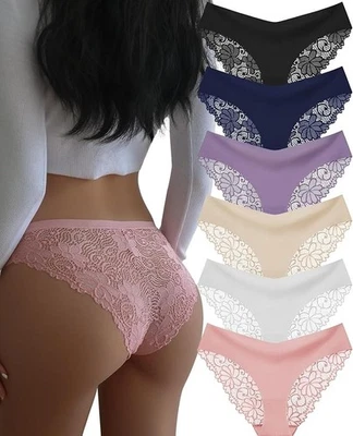 "6 Tangas de Encaje Suave Floral Ropa Interior Sexy Bragas de Moda para Mujer,,, Foto 1 de 4