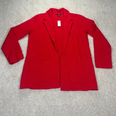 Chaqueta Blazer Cárdigan Talbots Rojo Mezcla Lana Merino Tejido Talla S Foto 1 de 4