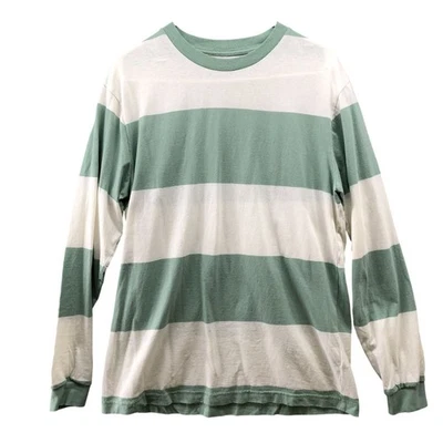 Camiseta Gap Manga Larga Para Hombre S Verde Salvia Marfil Rayas Cuello Redondo Algodón Foto 1 de 4