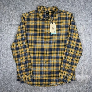 Prana Dolberg Flannel Shirt Men's Large Plaid Check Yellow Blue NWT MSRP $79 - Picture 1 of 10