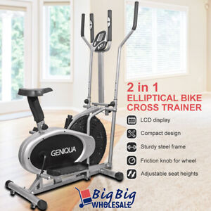 Elliptical Trainer Cross Exercise Bike Fitness Workout Gym Cardio 2 in 1 Machine