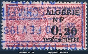 ALGERIE TIMBRE FISCAL NF 0,20 IMPOT DU TIMBRE AVEC TB OBLITERATION - Imagen 1 de 1