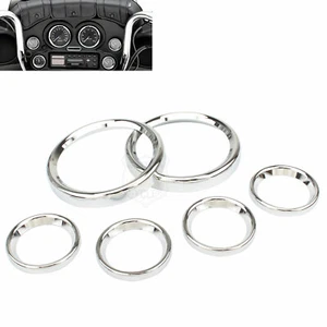 CNC Chrome Instrument Board Gauge Bezel Cover Kit For Harley Touring Trike 96-13 - Foto 1 di 6