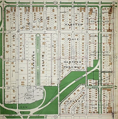Mapa de plataforma Atlas de Kansas City Missouri 1925 placa de litografía en color raro #64 y 65 Foto 1 de 4