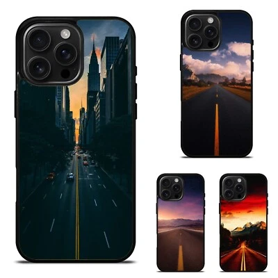 Hard TPU Case along highway road For Apple iPhone 12 13 14 15 16 Pro Max - Image 1 of 4