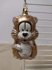 Glass Ornament Gold Cat 4" Vintage Glass Really Cute. - Picture 1 of 13