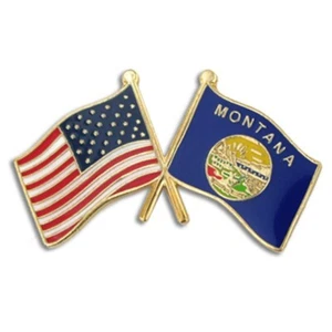 PinMart's Montana and USA Crossed Flag Pin - Picture 1 of 2