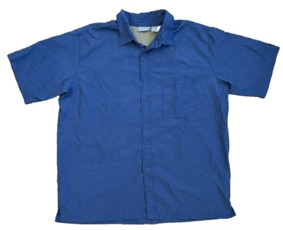 Quest мужские синие в полоску на пуговицах короткий рукав XL - Изображение 1 из 4