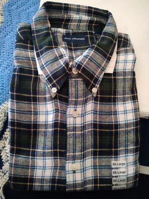 John Ashford Men's Size XXL Flannel Shirt  Essentials White Gray Blue Combo NEW - Image 1 of 4