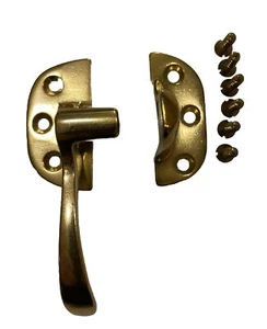 Antique Vintage Ice Box Hardware Latch Cast Brass Polished Left Hand 3/8” Offset - Picture 1 of 9