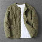 Autumn Winter Quilting Jacket Men Army Green Retro Thickened O-Neck Coat Mens Te