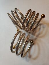 Napkin Ring Holders Spiral Coil Silver Gold Tone 1.25x1.5" Set of 3