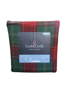 Cuddl Duds Holiday Plaid Heavyweight Flannel Sheet Set Twin NWT - Picture 1 of 5