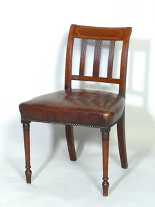 Mahogany Chair Circa 1900 Leather Inlay - Picture 1 of 3