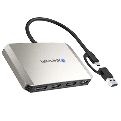 WAVLINK USB 3.0/USB-C to Dual 4K DisplayPort HDMI Hub Dual Monitor Adapter - Image 1 of 4