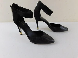 CALVIN KLEIN Women's 6M B 'TANDA' Black High Heel Ankle Strap & Zipper Shoes NEW - Picture 1 of 7