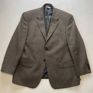 Joseph & Feiss 44S Brown Glenn Check Flannel Lambswool Blazer Jacket Sport Coat - Picture 1 of 12