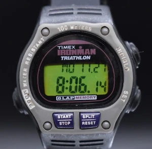 Vtg Timex Ironman Triathlon Digital Watch Women's Day Date 8 Lap NEW BATTERY - Picture 1 of 10