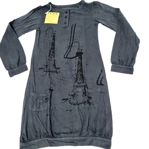 We Walk Sweat Dress Grey Paris Long Sleeve Hand Printed Art Womens Size XS $79 - Bild 1 von 23