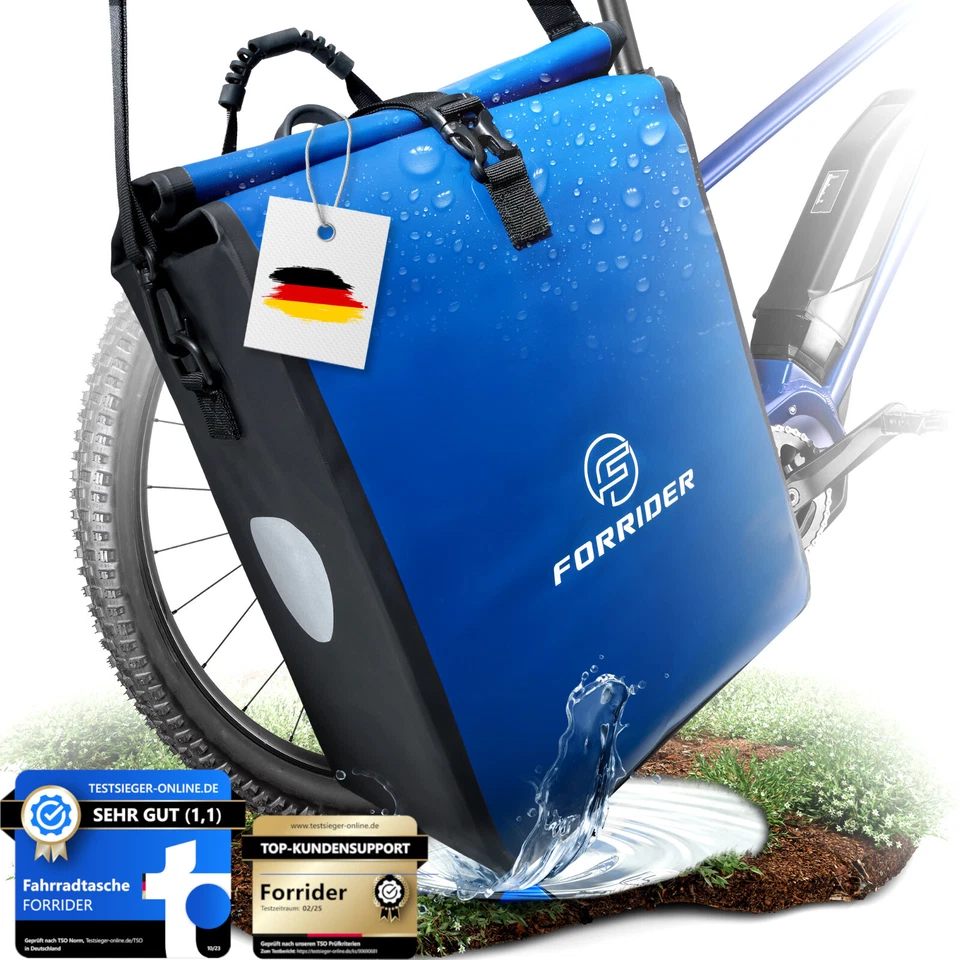 Forrider - Gepäckträgertasche Wasserdicht für Gepäckträger mit Schultergurt 22L