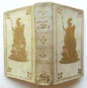 1727 SENECA in LATIN & GREEK antique GILT STAMPED PRIZED VELLUM BINDING - Picture 1 of 8