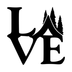 Camping Love Square Decal #1 4"x4" Choose Color - Picture 1 of 2