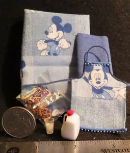 Apron Blue Mouse Kitchen Gallon Milk Glass Cookies 1:12 Mini Creative 9902 - Picture 1 of 3