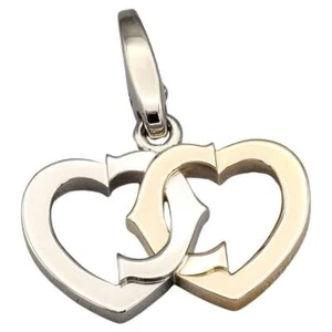 Cartier 18K White and Rose Gold Double Heart Logo Charm Pendant - Picture 1 of 5
