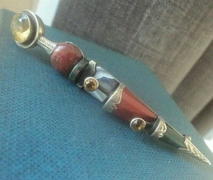 Groß Viktorianisch Schottische Silber Achat & Sgian Dubh / Skean Dhu / - Bild 1 von 12