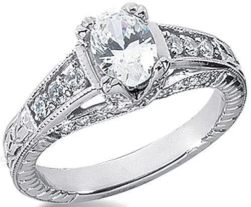 1.47 carat total, 1 ct OVal Natural Diamond Solitaire 14k White Gold Ring, G SI - Image 1 of 1