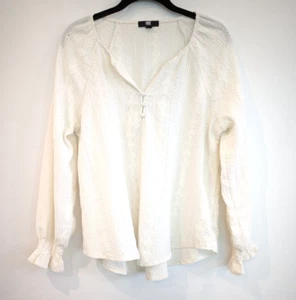 Blusa Frye Top Mujer Talla S Marfil Ojales Manga Campana Cottagecore Boho Neutra - Imagen 1 de 10