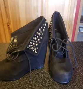 Shoes Black Wedge Bootie - Picture 1 of 5