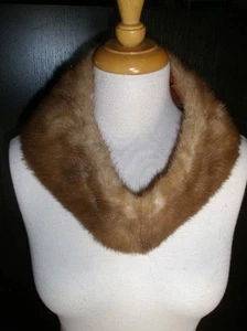Mocha Brown MINK REAL FUR Collar Scarf Neck Warmer Coat Accessory Vintage 28" - Picture 1 of 5