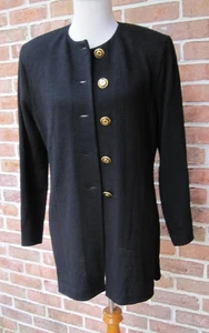 St John Basics Nero Santana Maglia Giacca Lunga Cardigan Logo Bottoni Taglia M - Foto 1 di 13