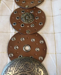 Women Wide Western Disc Belt Cowgirl Boho Leather Belt 39" Long 3" Wide - Bild 1 von 6
