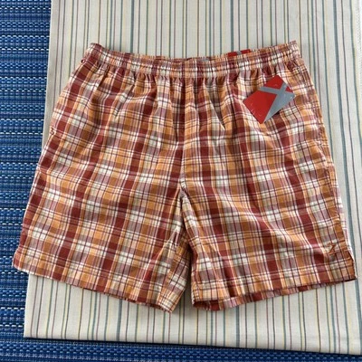 NUEVO Bañador Izod Para Hombres XL Naranja Rojo Blanco A Cuadros Performx 8" Entrepierna #8684 Foto 1 de 4