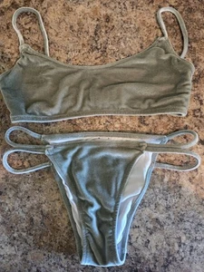 Victoria Secret PINK Green Velvet Mini Bikini Bathing Swim Suit Size XS - Picture 1 of 9