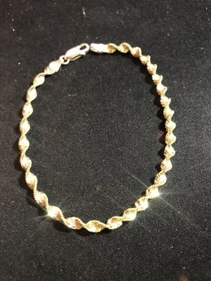 Italian 925 Bracelet Sterling Silver FAS Diamond-Cut Twisted Rope Chain 7" - Image 1 of 4