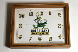 NOTRE DAME Fighting Irish Quartz Wall Clock 14” X 11" X 2" Tested Working - NICE - Picture 1 of 5