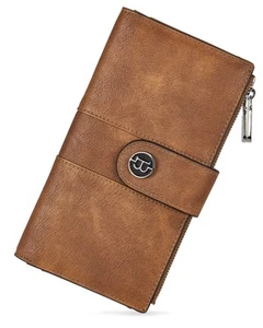 Womens Wallet Leather RFID Blocking Card Holder Large Capacity Bifold Clutch ... - Picture 1 of 6