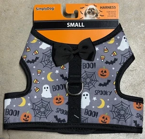 ARNÉS HALLOWEEN SIMPLEMENTE PERRO GRIS-NEGRO PAJARITA CALABAZA FANTASMAS CACHORRO/PERRO PEQUEÑO - Imagen 1 de 2