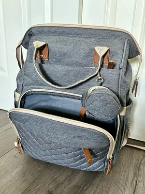 Mochila bolsa de pañales para bebé con moisés extraíble - usada una vez - gris  Foto 1 de 4