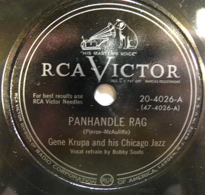 Gene Krupa & His Chicago Jazz – Panhandle Rag 1951 RCA Victor 78 RPM Shellac Foto 1 de 4