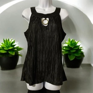 Women Heart Soul Black Polyester Please Sleeveless Blouse Sz L - Picture 1 of 9