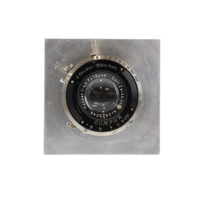 Lente Tessar Carl Zeiss Jena 13,5 cm (135 mm) F/4,5 en obturador Compur, con placa Foto 1 de 2