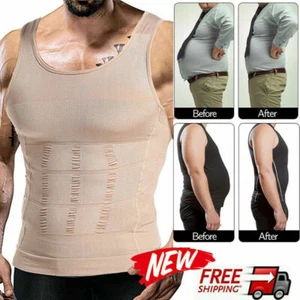Men's Chest Compression Shaping Vest Tummy Control Shirt Hide Gynecomastia Moobs - Picture 1 of 24