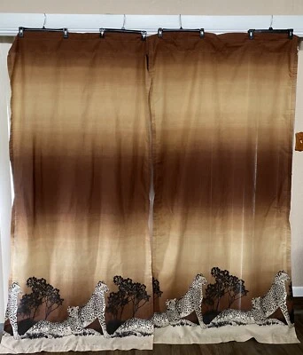 Paneles de cortina African Safari Leopardo Marrón Ombre Hasta el Suelo 41x88 Foto 1 de 4